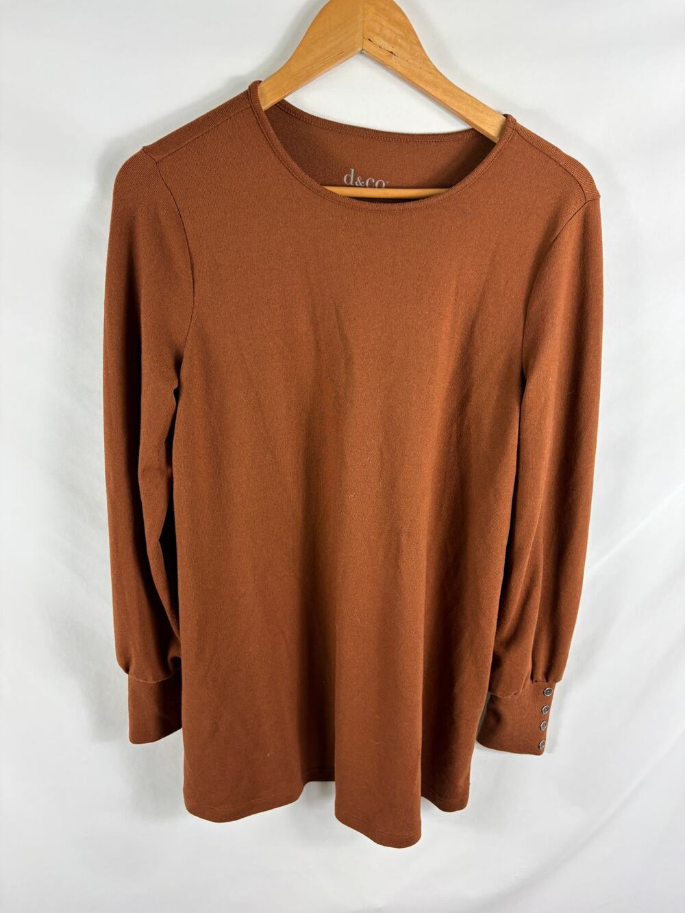 Denim & Co Essentials Dark Orange Long Sleeve top Size XS